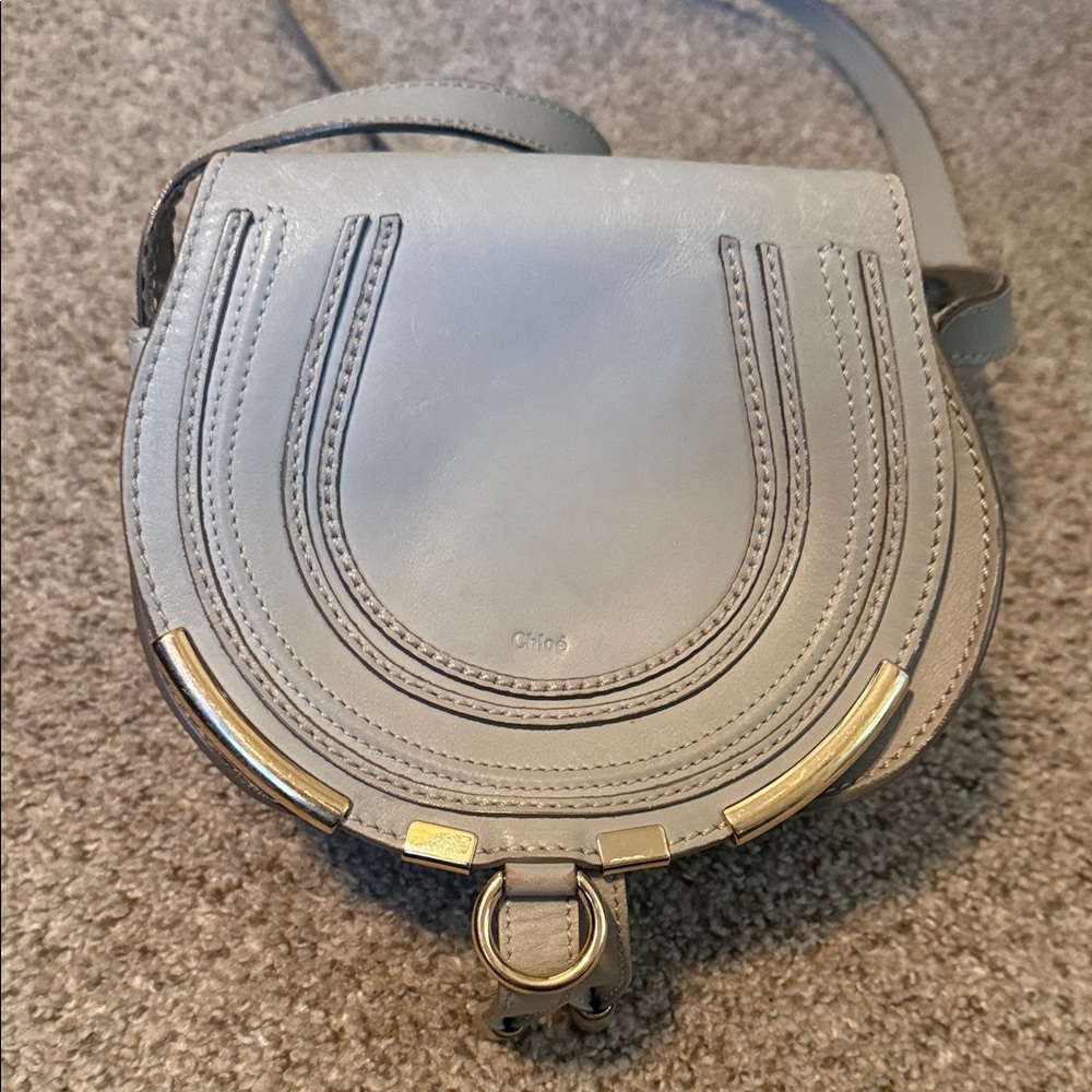 Gray Leather Chloe small Saddle Bag